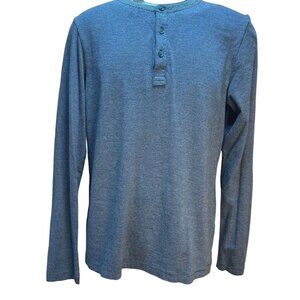 Travis Mathew Mens Blue Fine Striped Henley Shirt Small